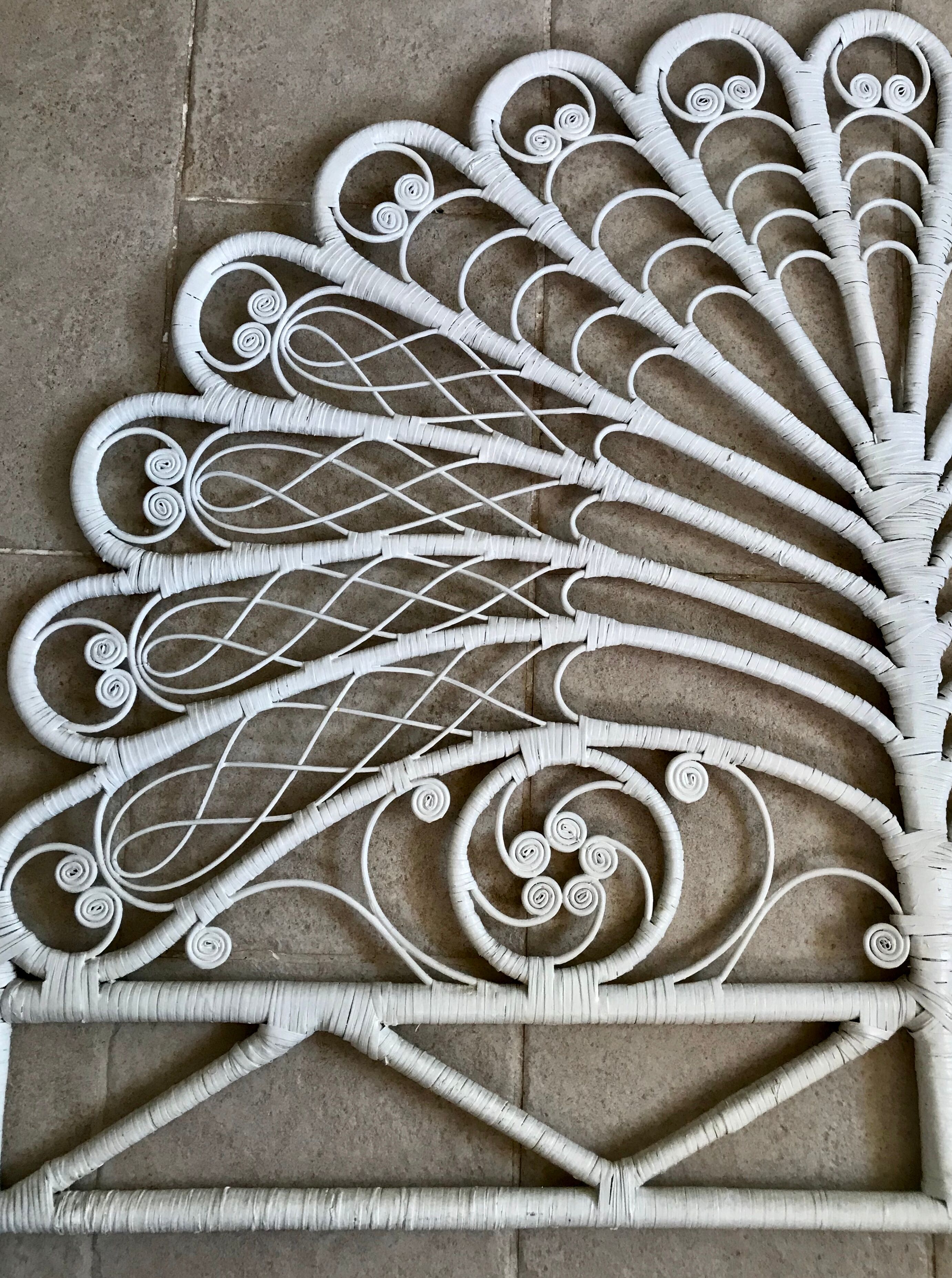 Headboard rattan peacock vintage