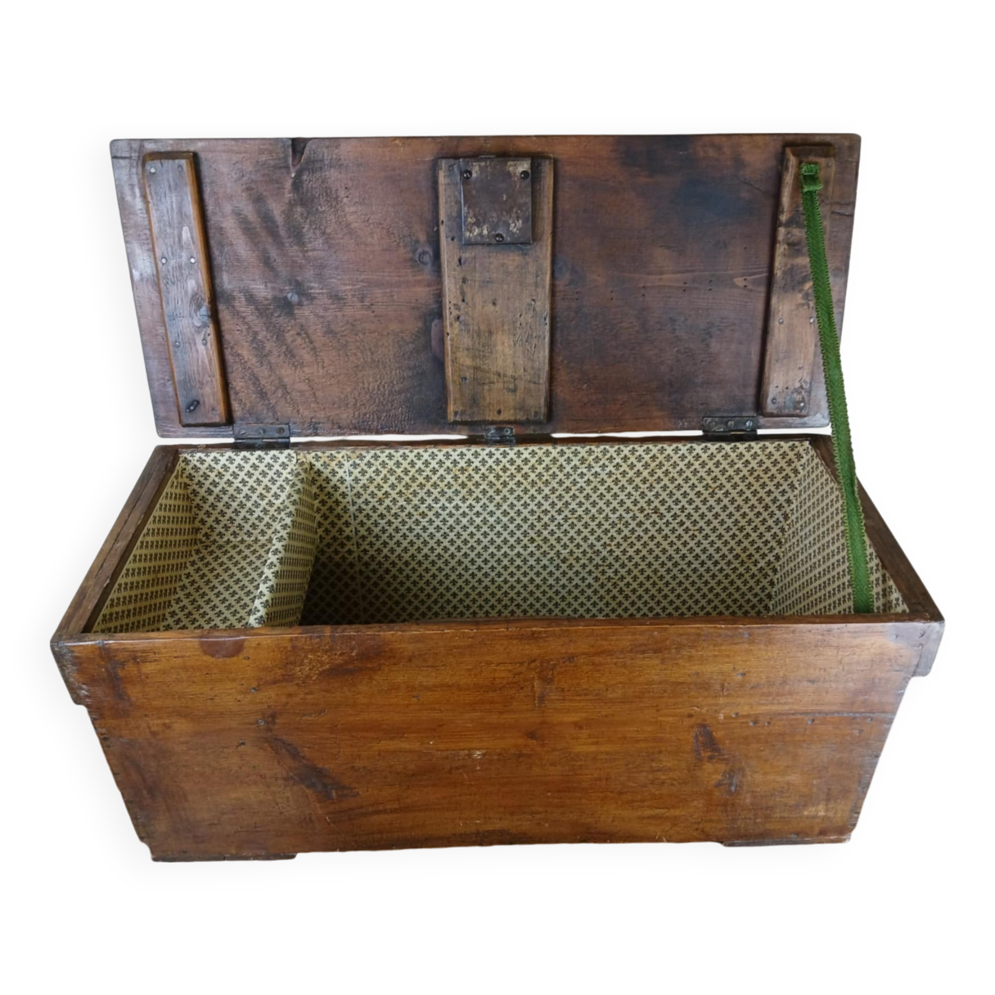 Old solid wood transport chest from the early 19th century