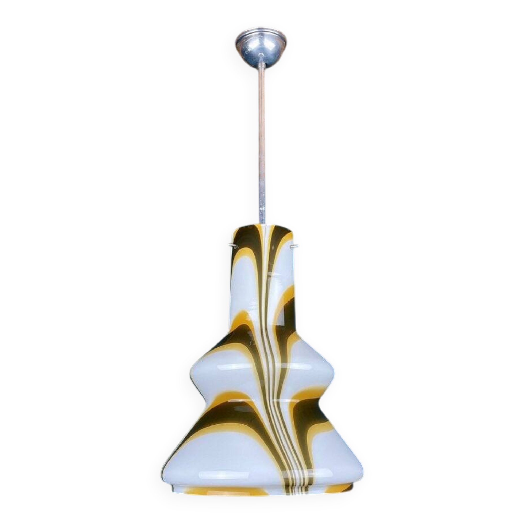 Mid-century brown opaline glass pendant, Murano, Italy, 1950s