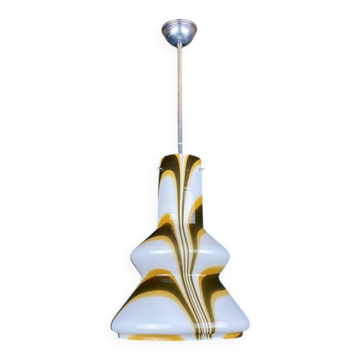 Suspension en verre opalin marron, Murano, Italie, années 1950