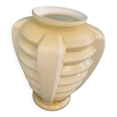 Vase "Skyscraper" Art Deco in cream / beige opaline