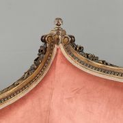 Louis XVI style canapé in carved wood and velvet, 20th century