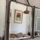 Vintage 1930s barber triptych mirror with camouflage beveled glass - 25 x 59 cm