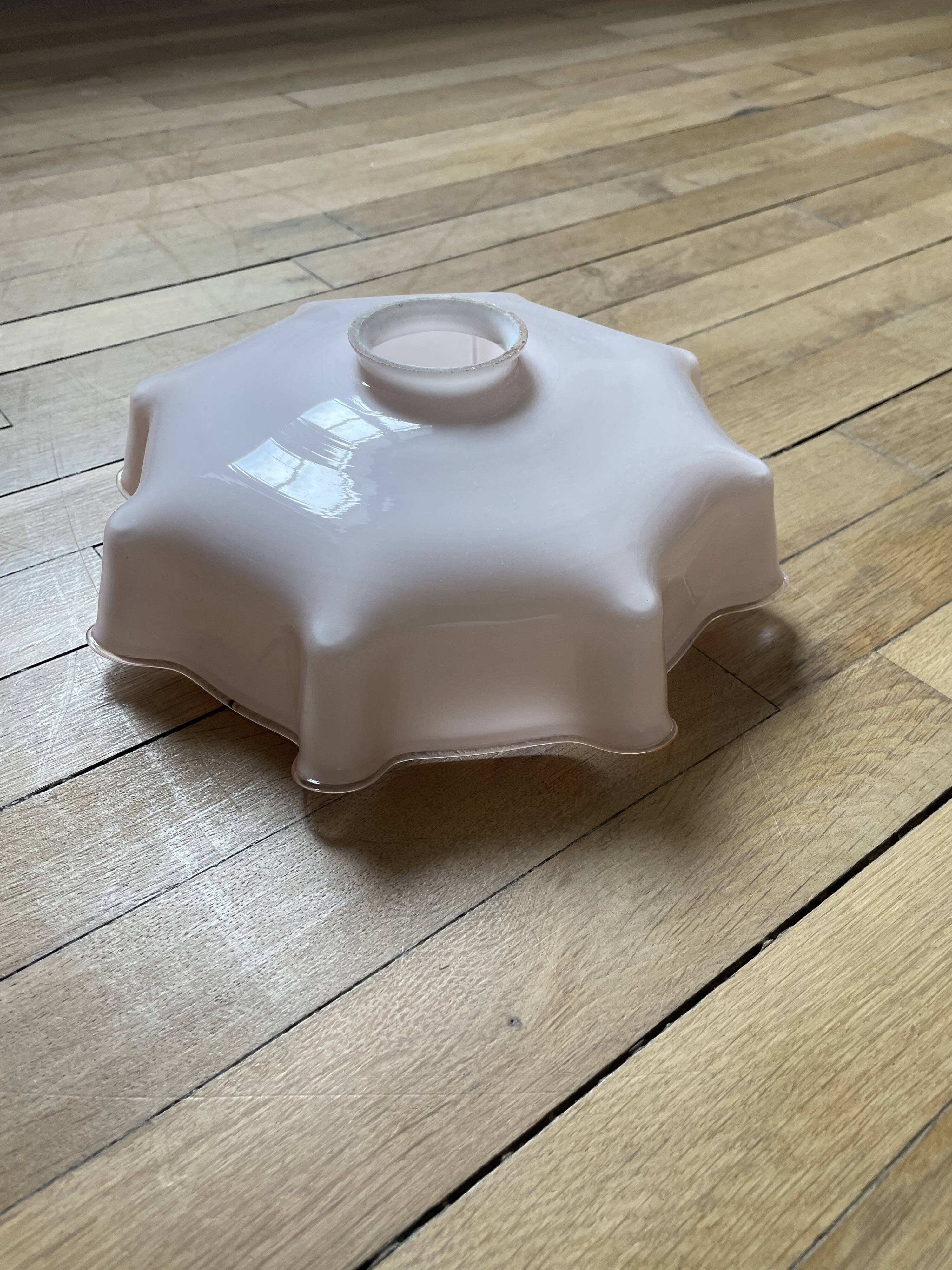 Vintage opaline pink glass lampshade from Czechoslovakia 250913