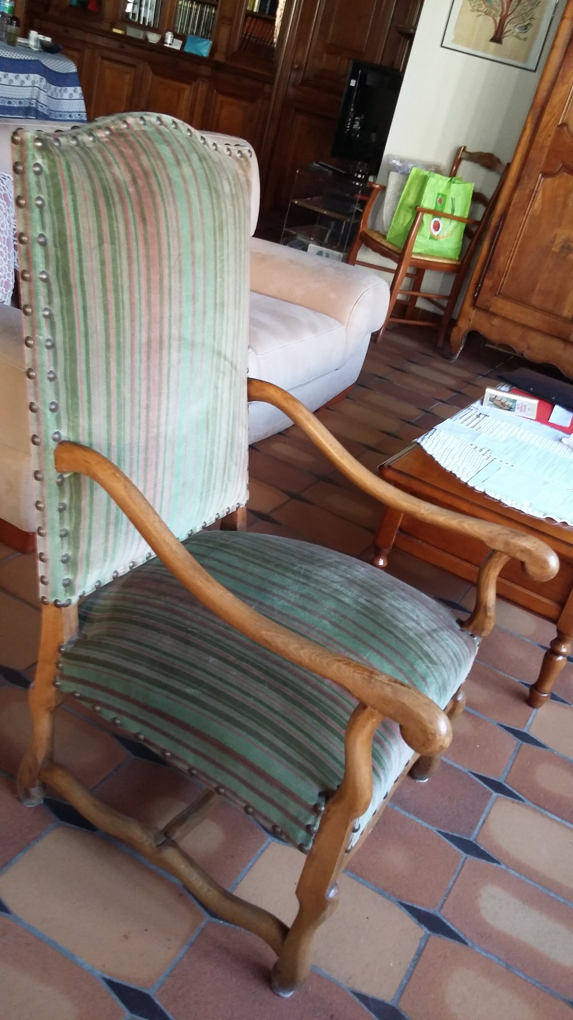 Pair of chairs fabric striped Velvet