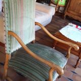 Paire de fauteuils tissu velours rayé