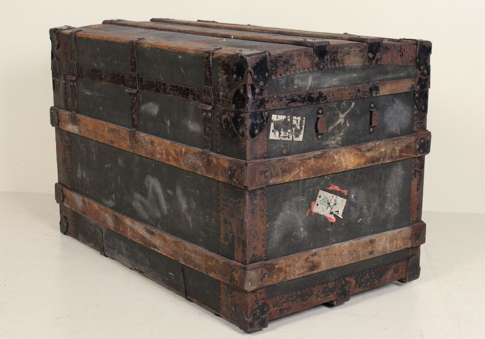 Wood and metal chest from the beginning of the twentieth
