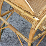 Rattan armchair with reclining backrest