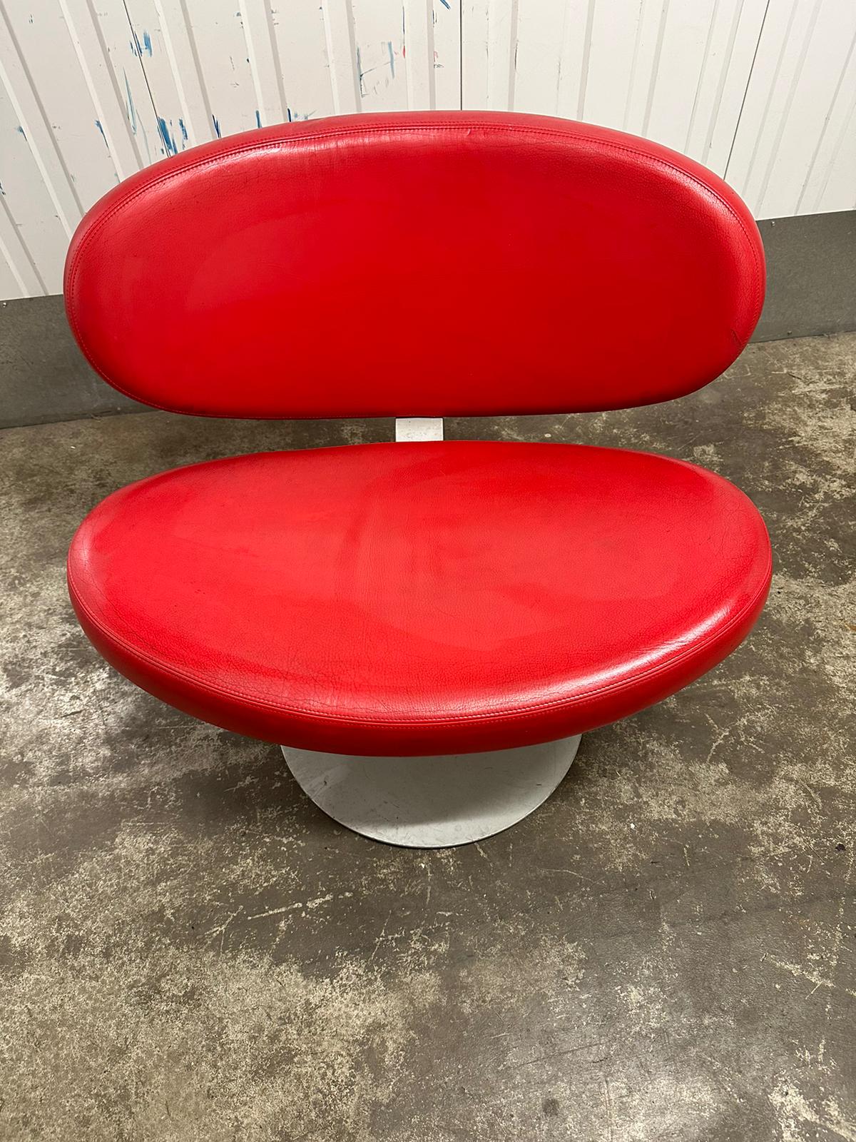 Sunset armchair by Christophe Pillet edited by Capellini in red leather