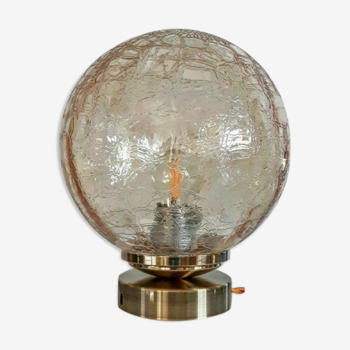 Lampe globe vintage en verre craquelé