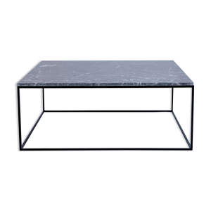 Table basse carrée en marbre gris Emperador