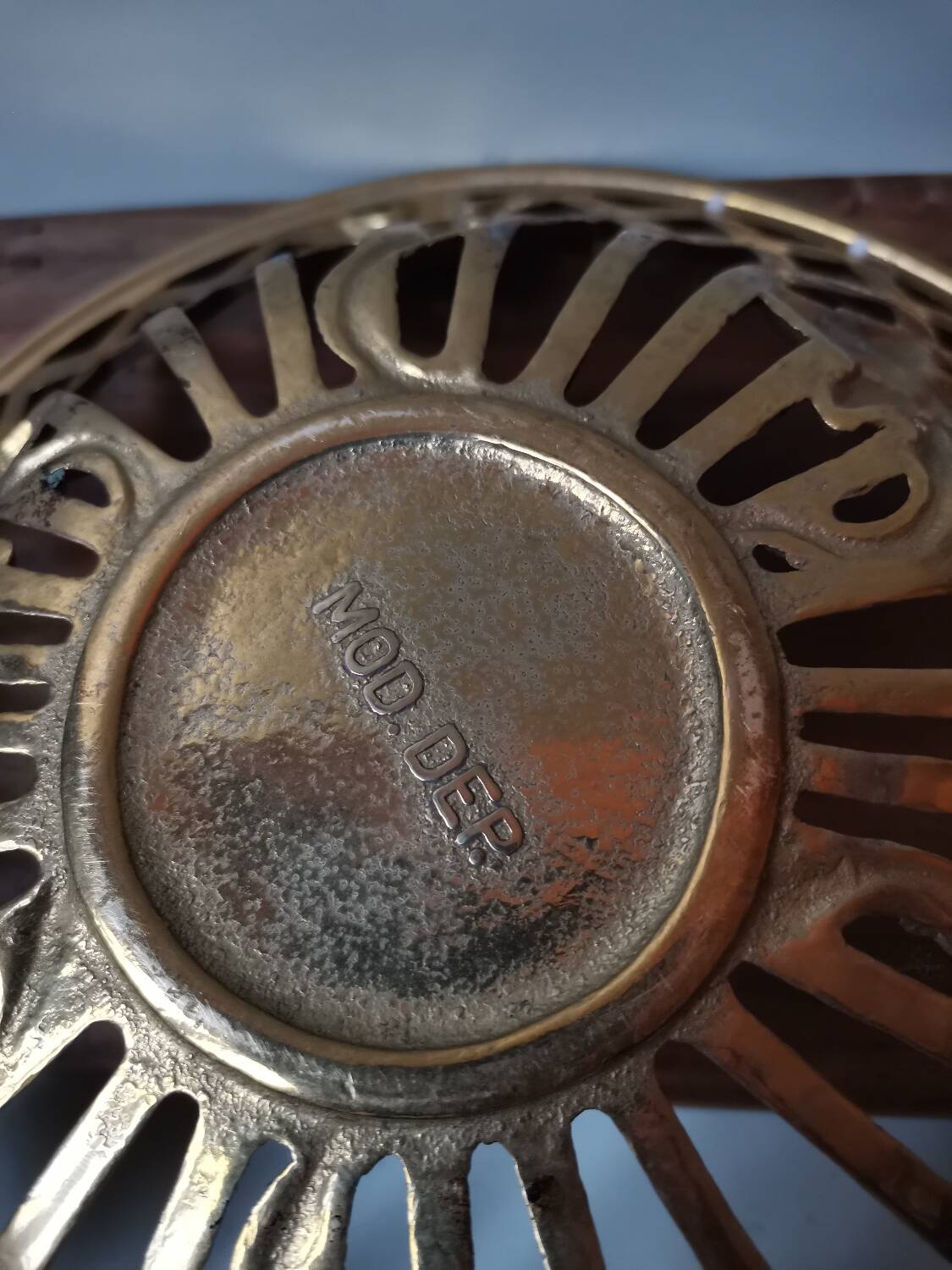 Large vintage cast brass fruit bowl with flower pattern