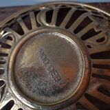 Large vintage cast brass fruit bowl with flower pattern