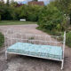 19th century wrought iron baby bed convertible into a bench + wool mattress
