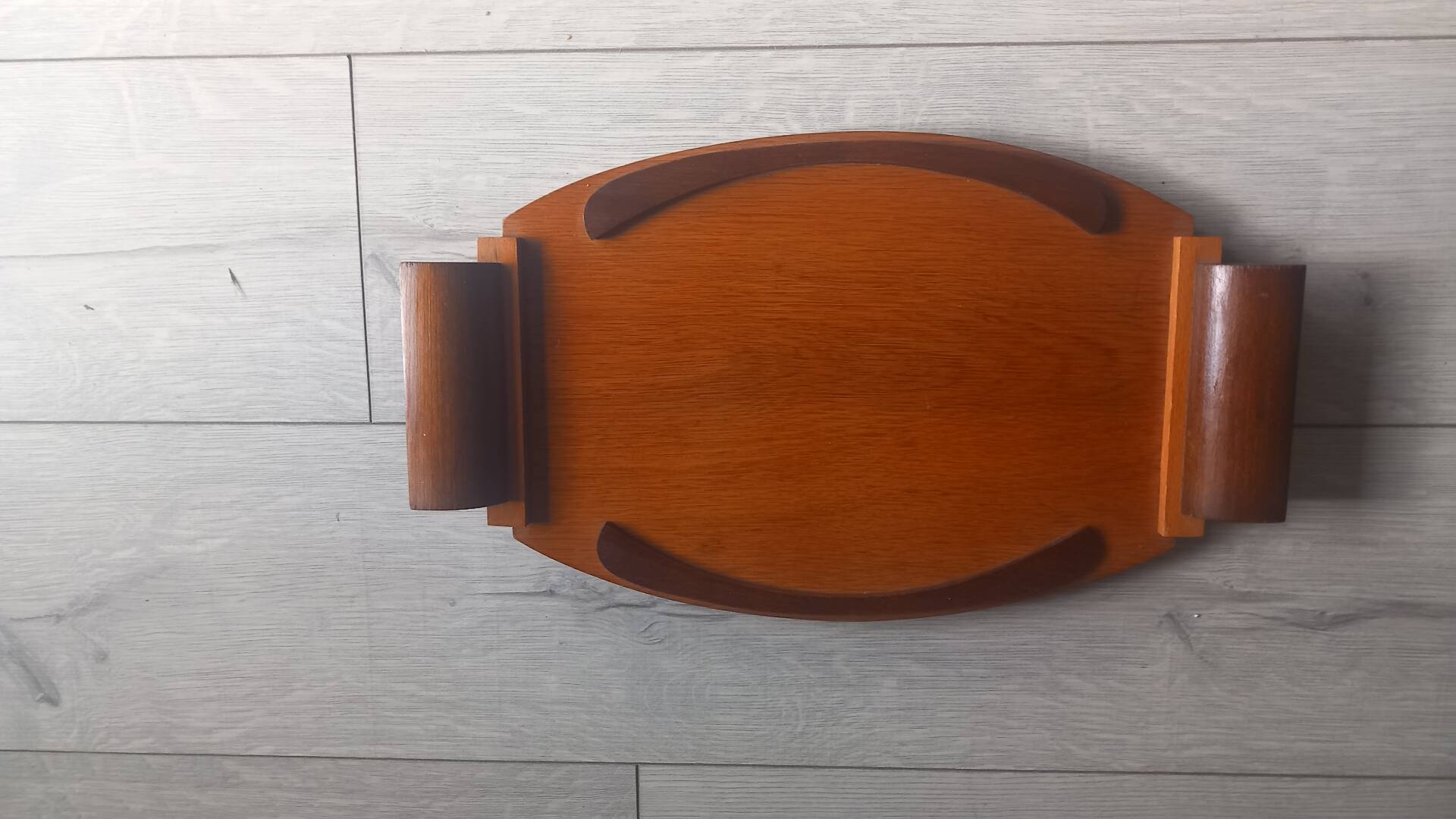 Vintage wooden marquetry serving tray - Art Deco 1930s