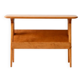 Table scandinave vintage avec étagère en bouleau