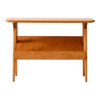 Vintage Scandinavian table with birch display shelf