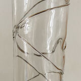 Lot of 2 art deco vases in glass and silver metal