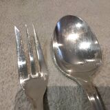 Silver-plated metal stew fork and spoon by Christofle silversmith Atlas