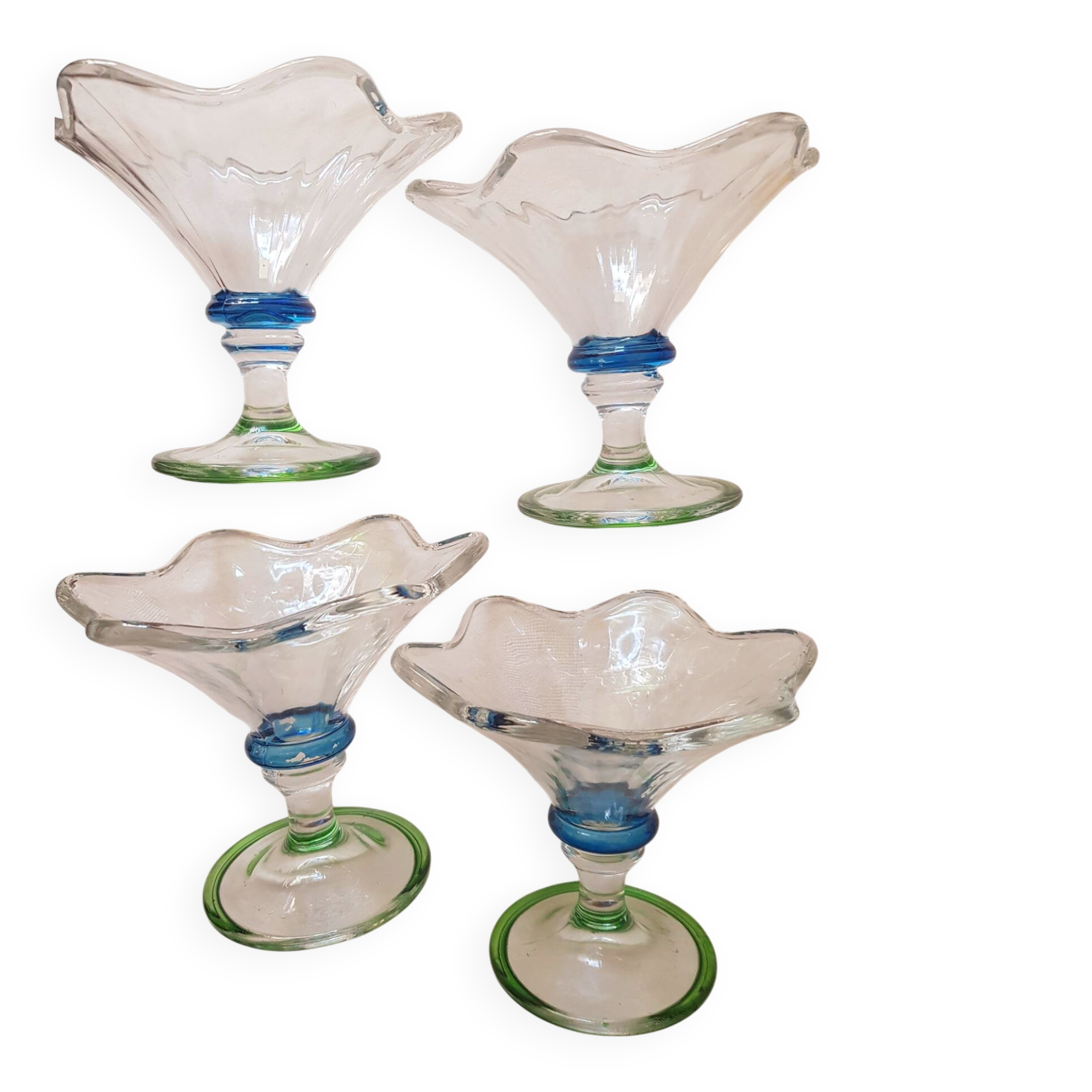 Set of 4 vintage glass ice cream bowls.