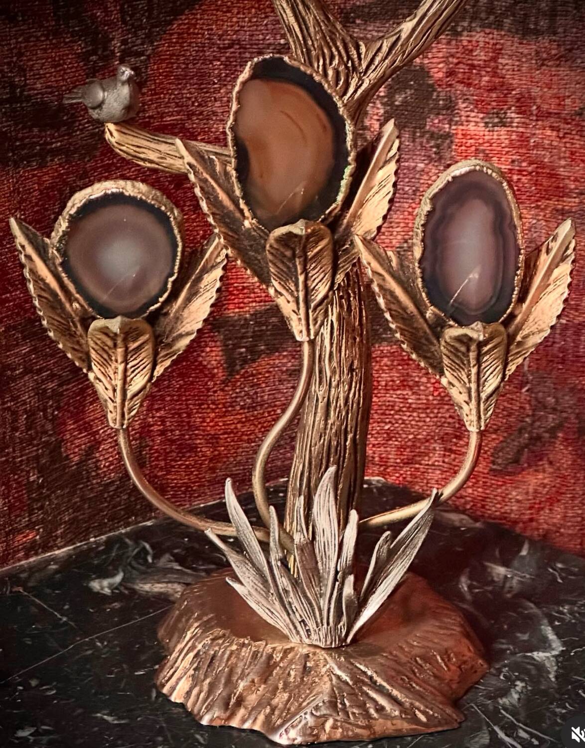 Bronze and agate sculpture