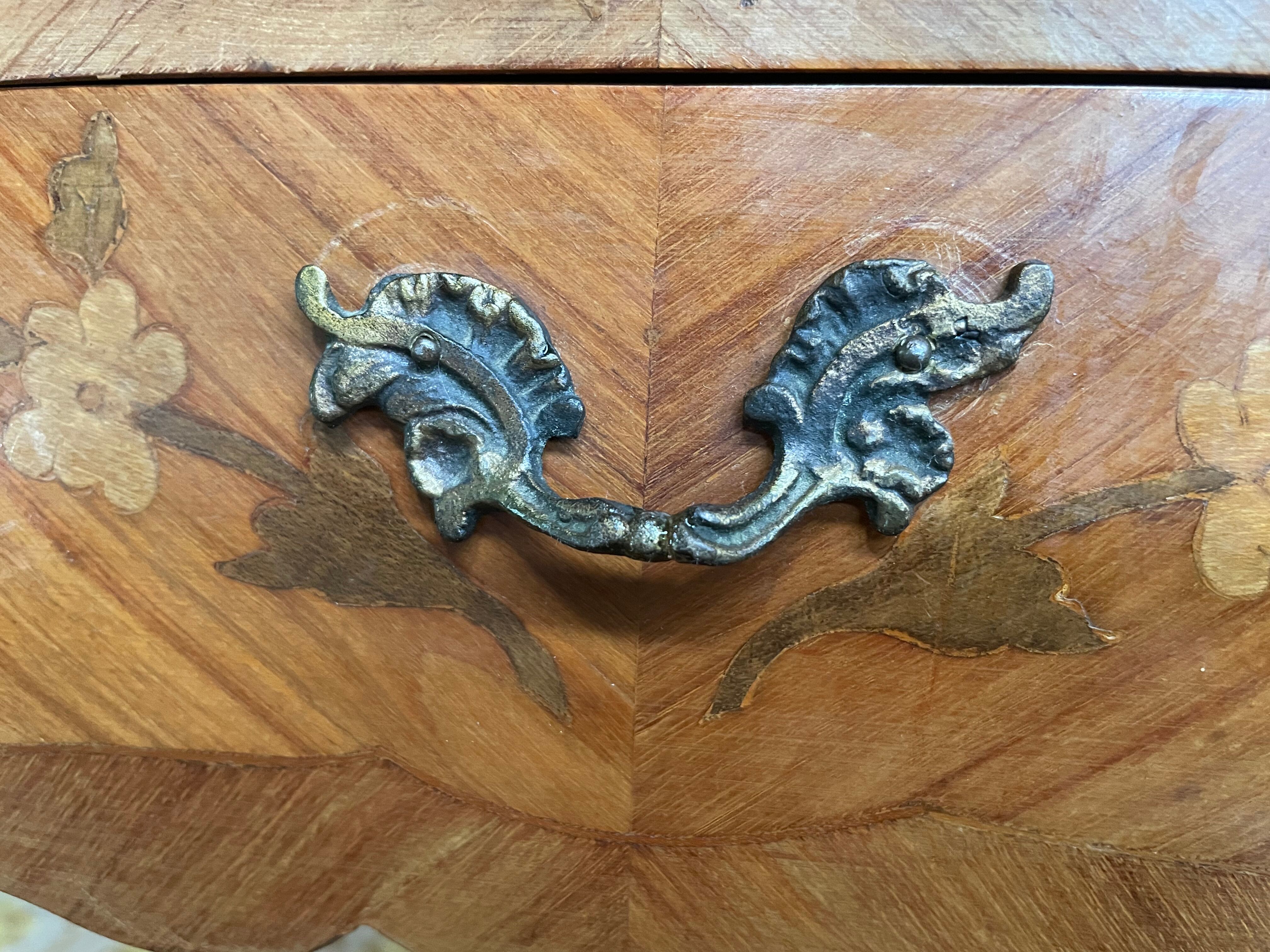Pair of Louis XV style bedside tables in marquetry