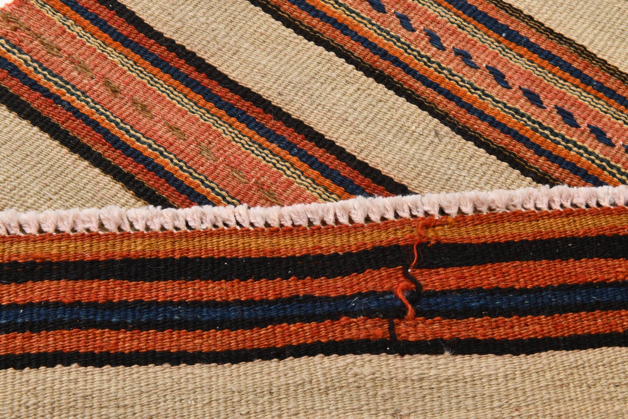 Red & Beige Striped Accent Vintage Kilim Rug, 64x104Cm