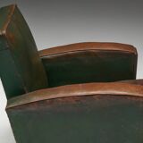 Art Deco Leather Club Chairs, France, 1930s