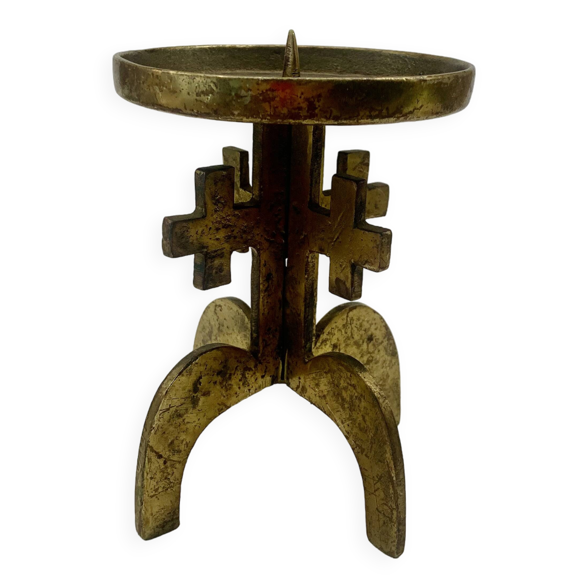 Brutalist bronze candleholder, 1970s