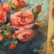 Oil on canvas painting of a bouquet of roses signed Paumier.