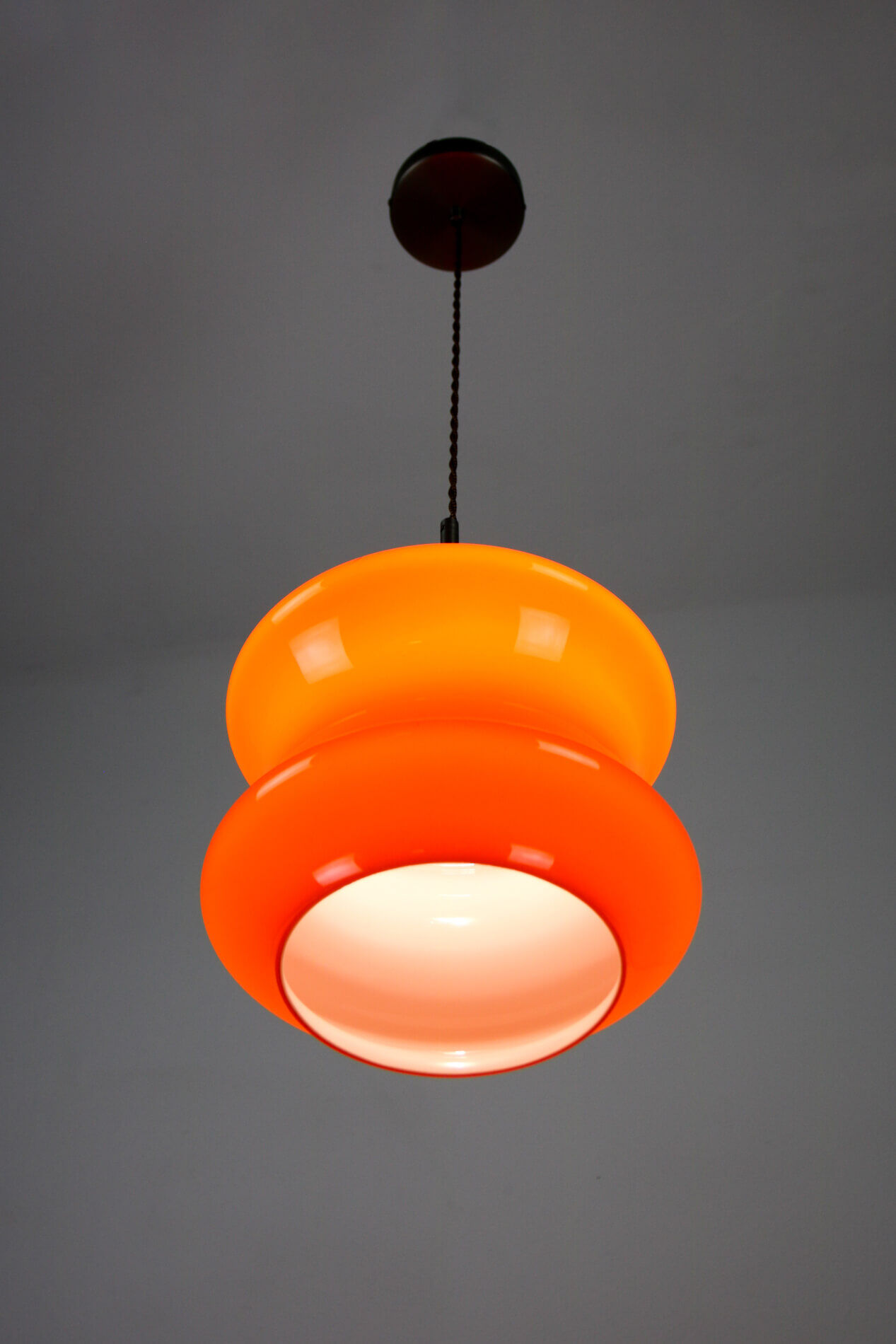 Mid-century orange glass pendant lamp