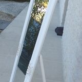 Wooden mirror on psyche foot tilting white gold with moldings