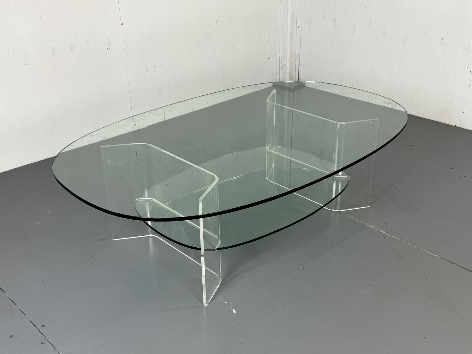 Space Age Italian modern Glass and Perspex Coffee Table, 1990s