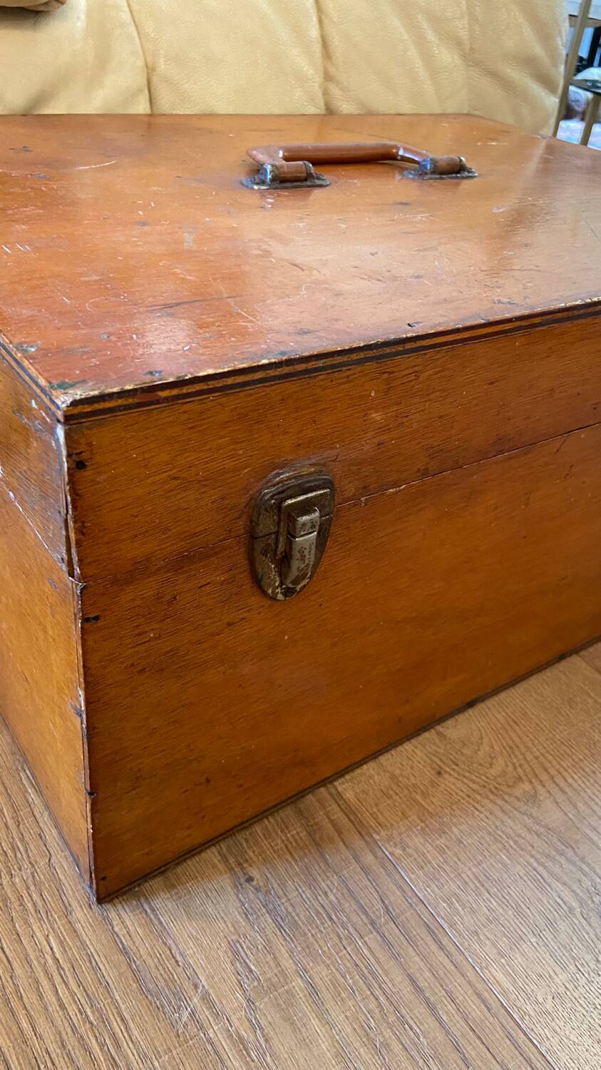 Vintage wooden toolbox chest