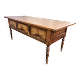 Solid cherry wood game table with 2 drawers on the front and paneled crossbars