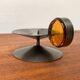 Brutalist Scandinavian candle holder in metal and glass by Gunnar Ander for Ystad, 1960s.