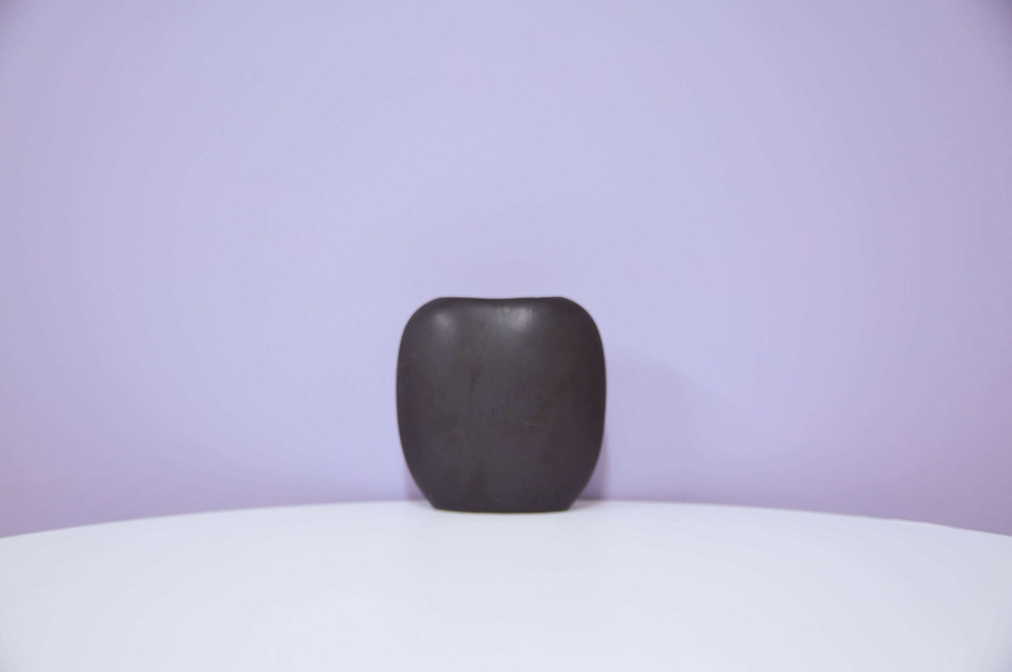 vintage matt black flat vase