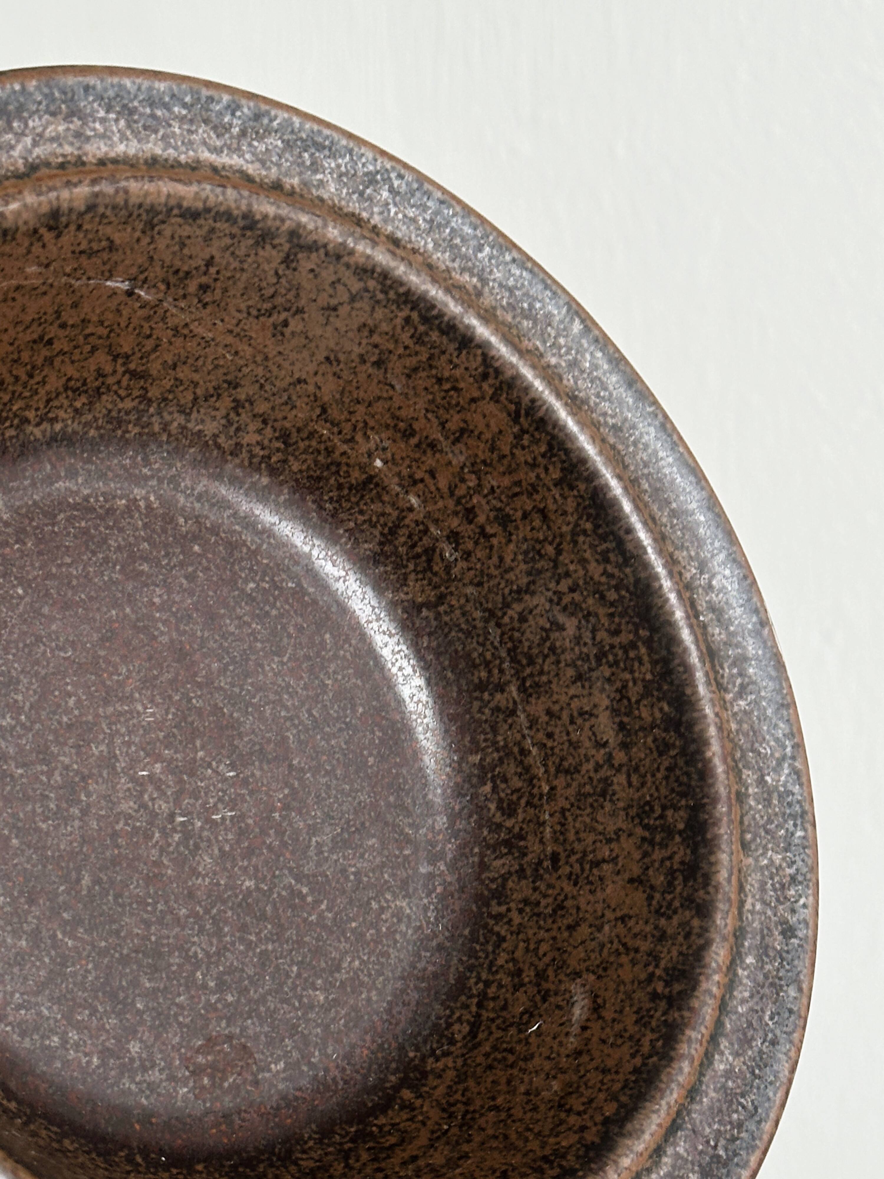 Set of 6 dark brown glazed stoneware bowls