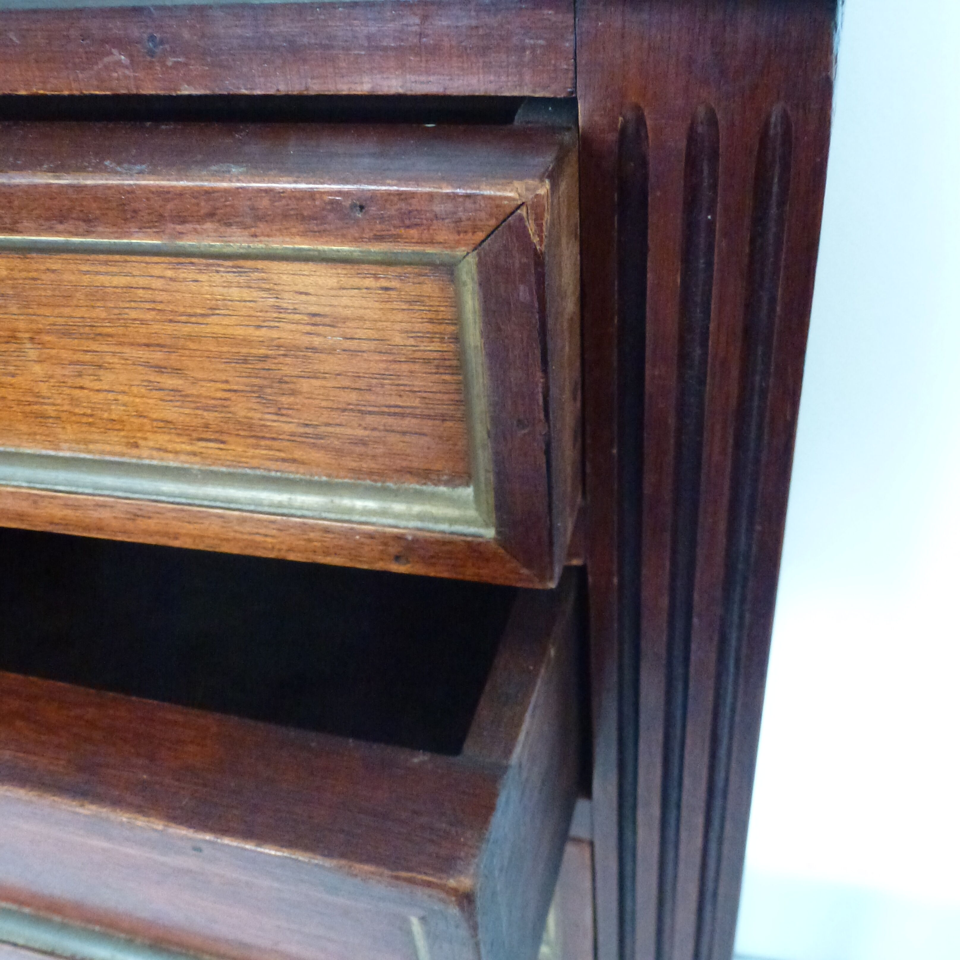 Old pair bedside table style Louis XVI mahogany marble