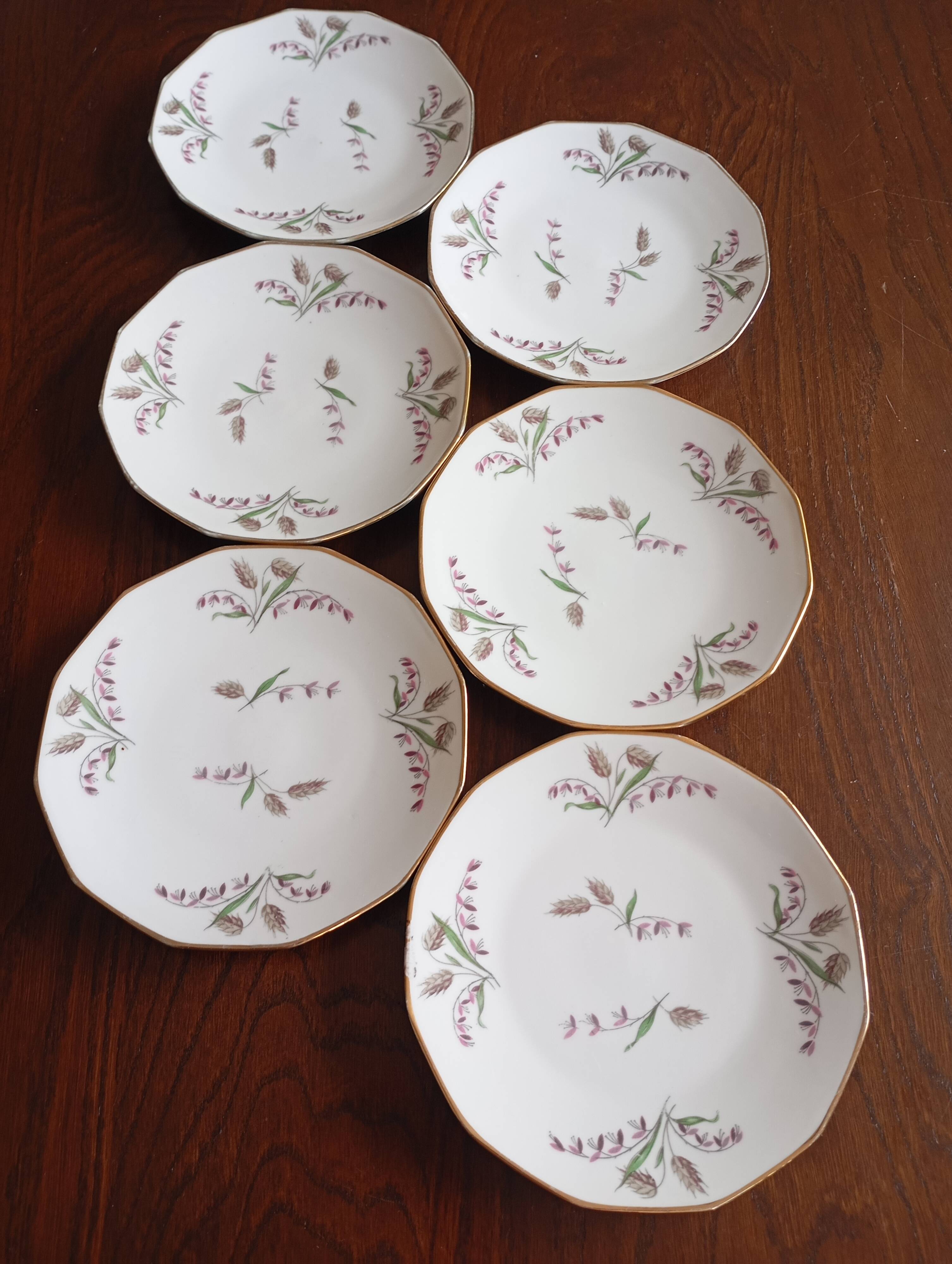 6 Limosa hard porcelain dessert plates (Limoges)