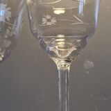 4 antique water glasses, engraved and cut crystal - 1940s