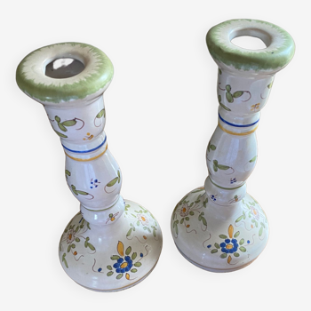 Pair of hand-painted candle holders