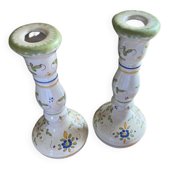 Pair of hand-painted candle holders