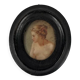 Miniature on medallion porcelain, blackened wooden frame