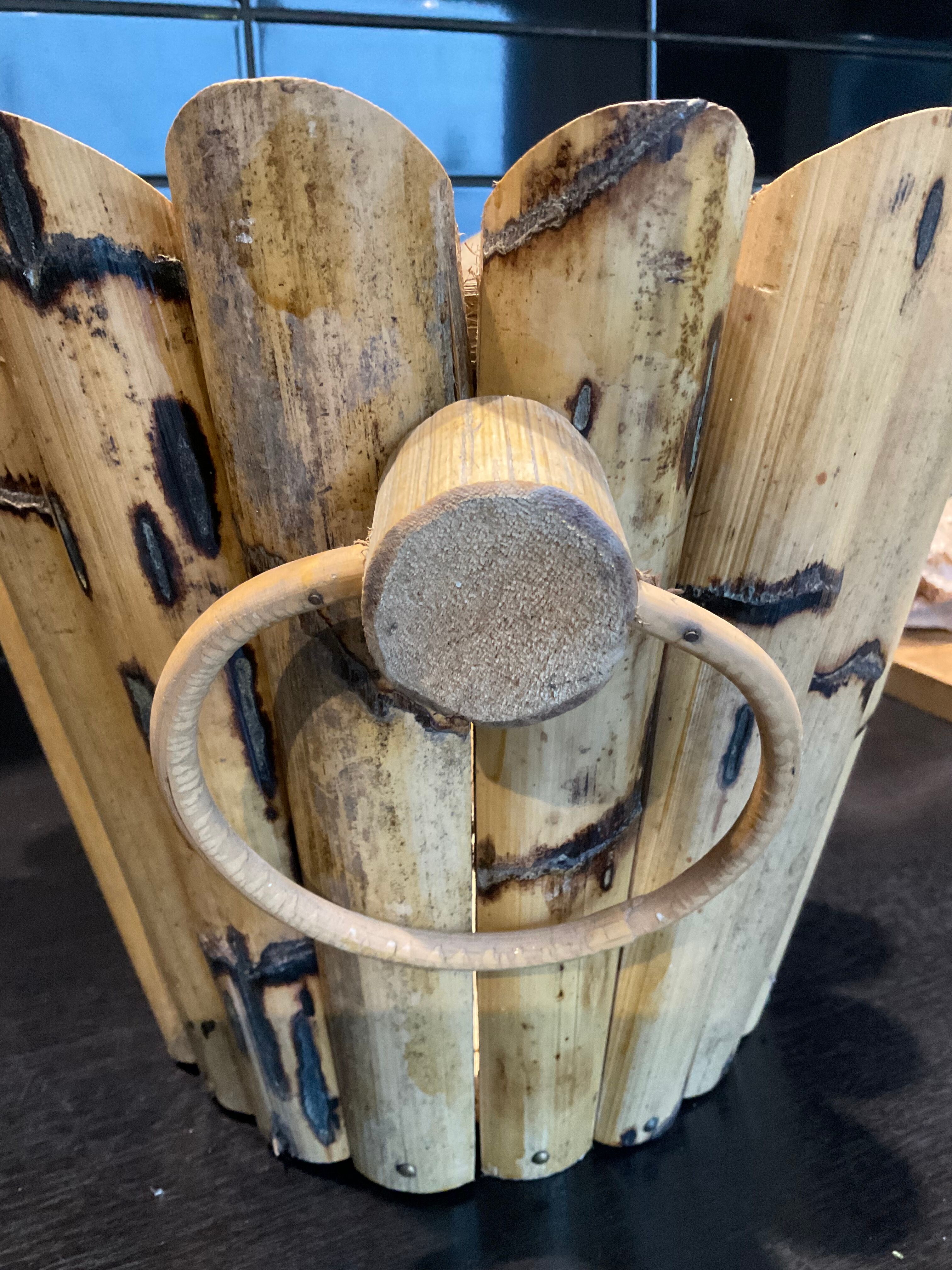 Vintage rattan pot cover D32cm