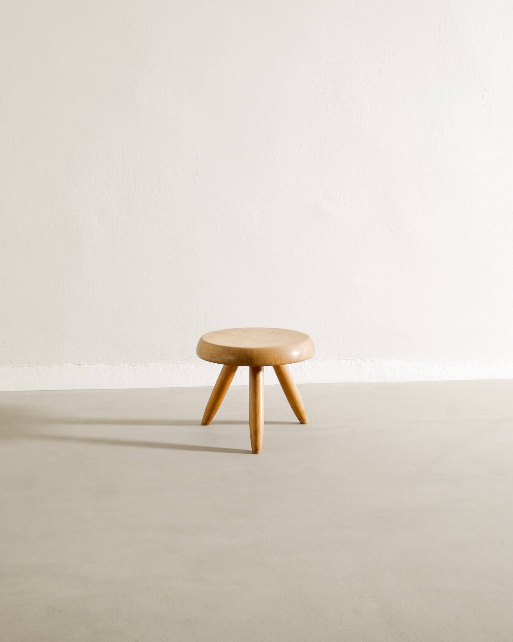 French Mid Century Wooden Berger Tripod Stool by Charlotte Perriand, 1960s