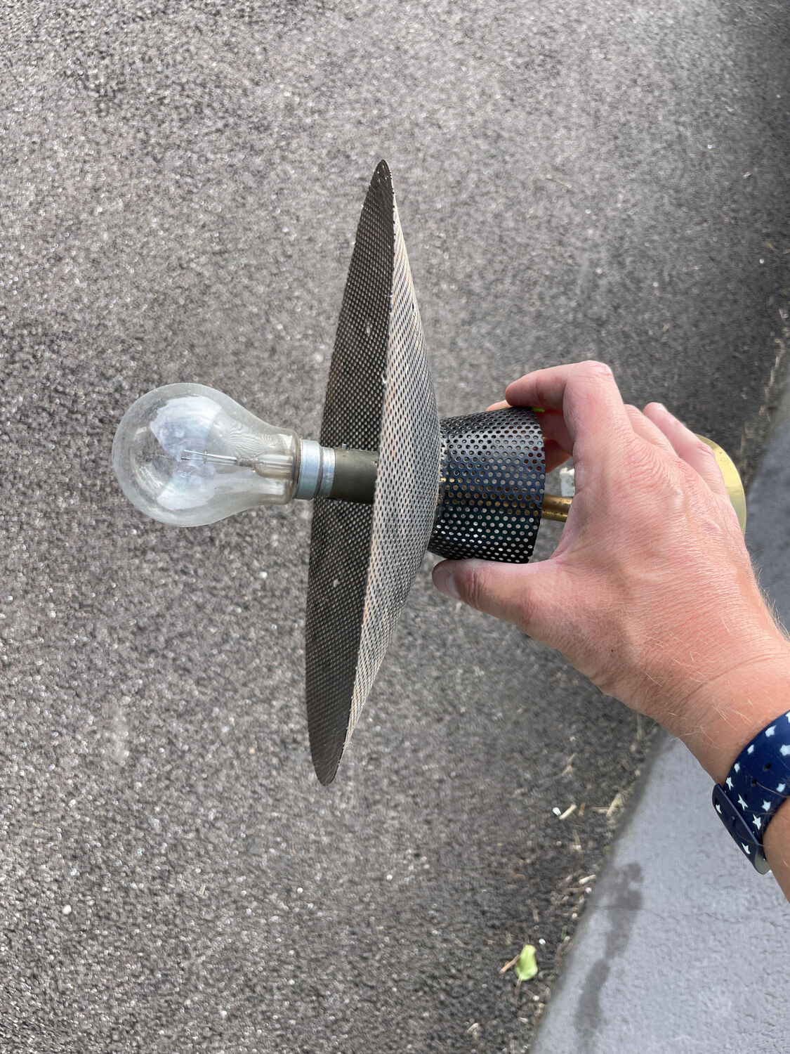 Arlus Lunel 1950 chandelier in perforated metal