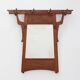 Art Nouveau Oak Coat Rack with Mirror and Floral Carvings, Belgium, circa 1