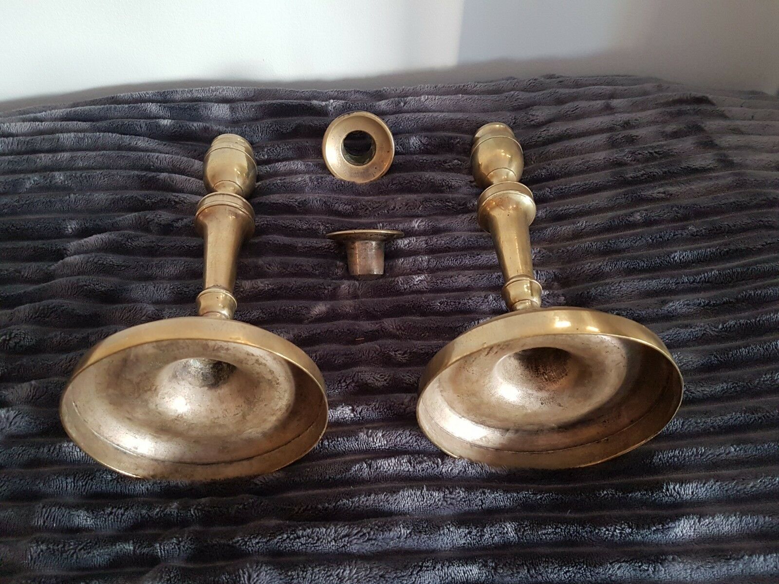 Pair of bronze church candlesticks