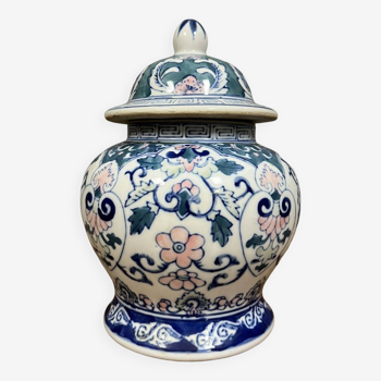Potiche couverte asiatique Vintage en porcelaine peinte
